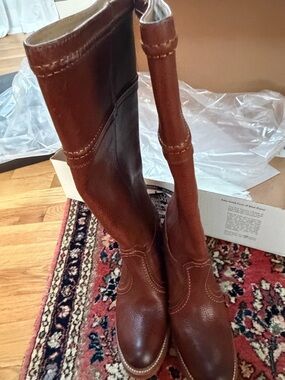 Frye Brown Leather Combat/Moto Boots